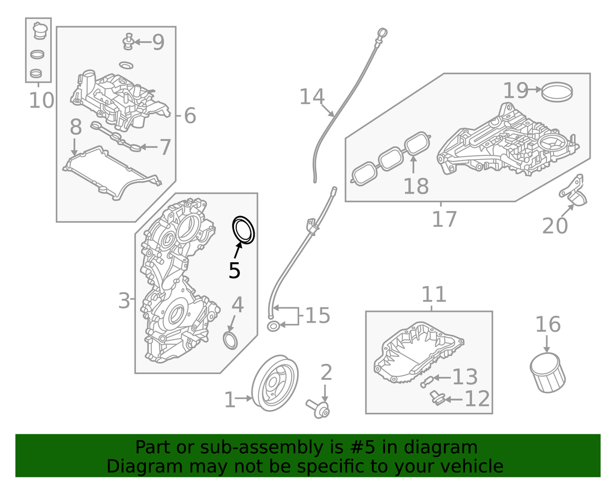 Engine Timing Cover Gasket - Nissan (13042-5TA1A)