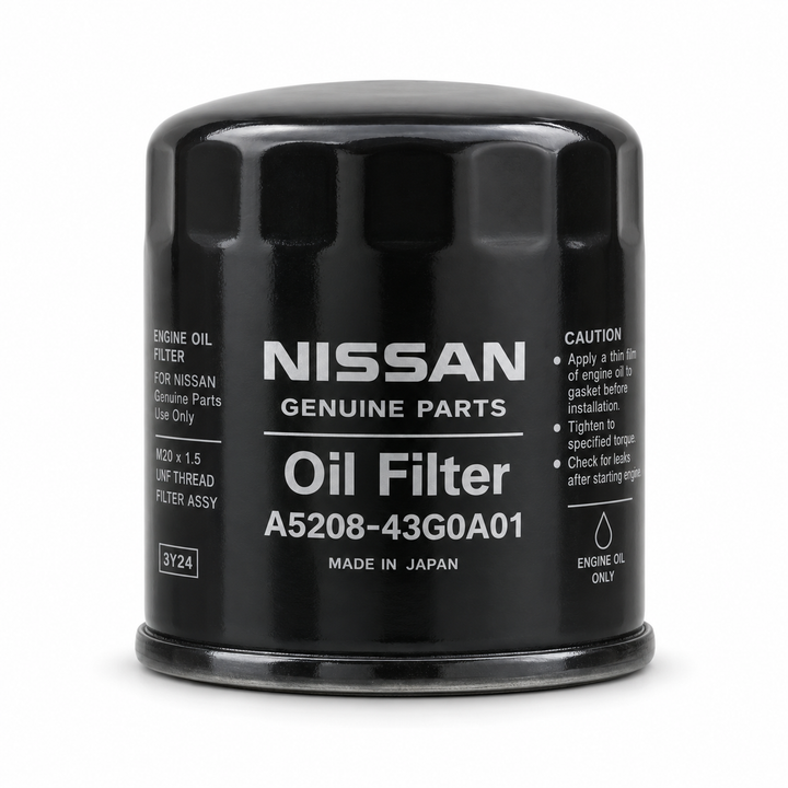 Genuine Nissan Engine Oil Filter A5208-43G0A01 – OEM Replacement Spin-On Oil Filter for 1984–1986 Nissan 720 SD25 Diesel