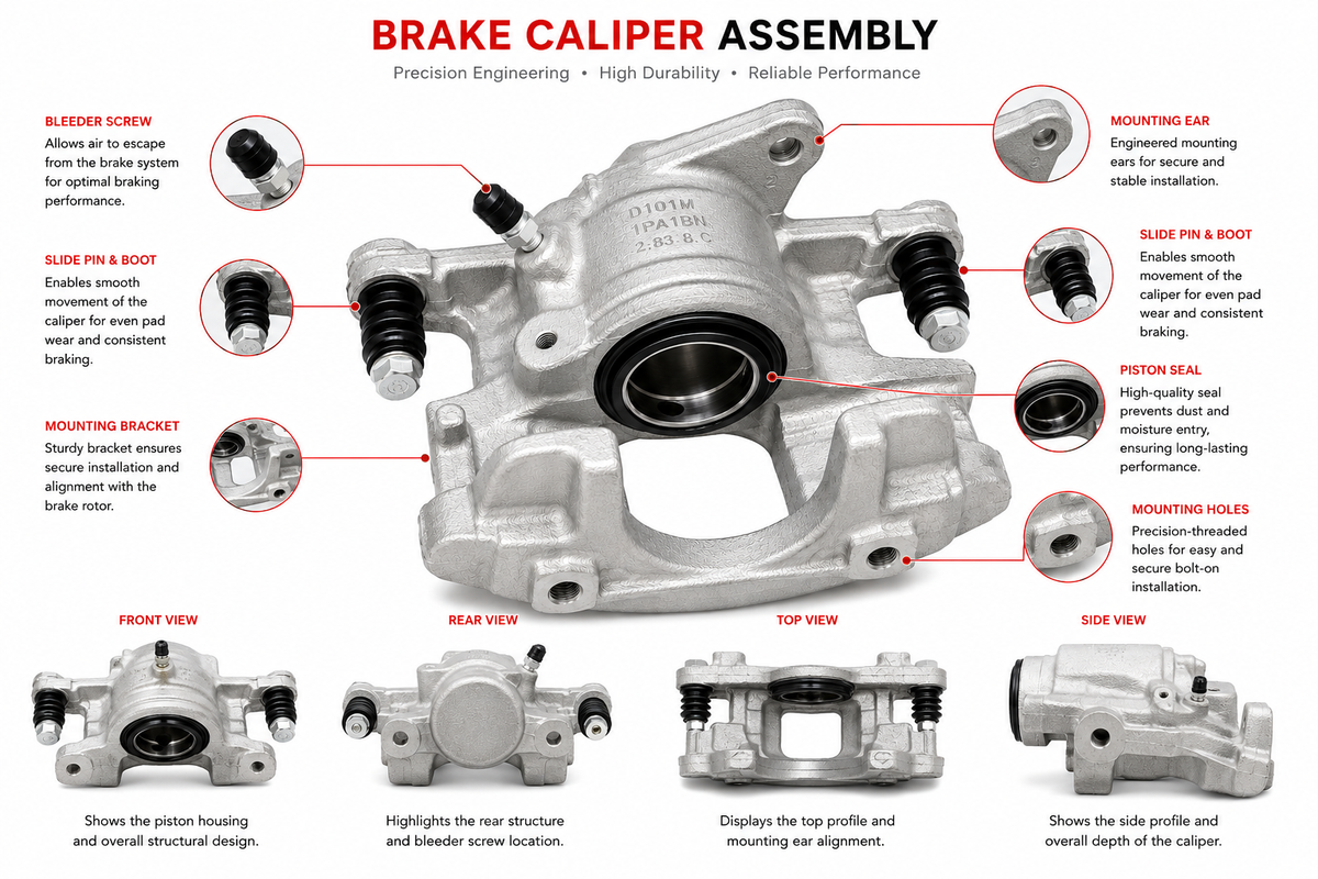Genuine Nissan Value Advantage Front Left Brake Caliper Assembly D101M-1PA1BNW – Without Pads or Shims - Swift Autoparts