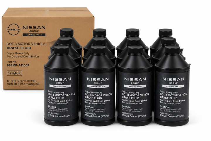 Genuine Nissan OEM Super Heavy Duty DOT 3 Brake Fluid – 12 oz Bottles – 12 Pack Super Bundle – 999MP-A4100P