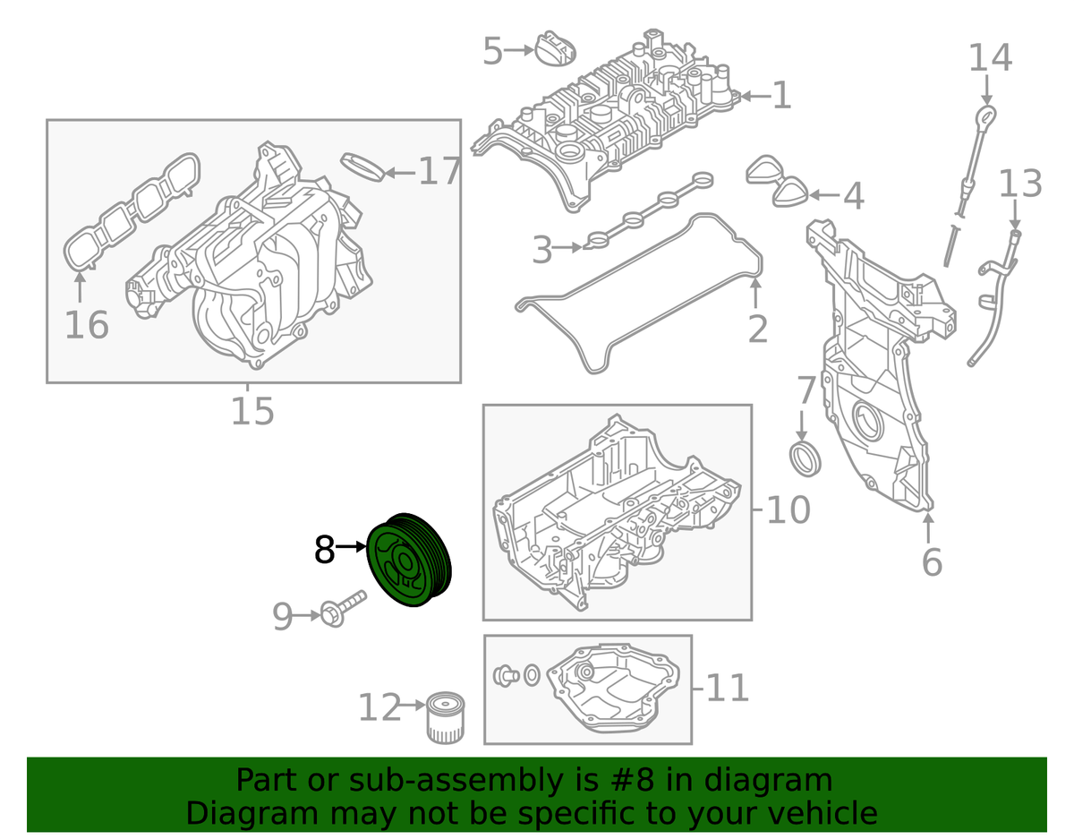 Nissan Genuine OEM Crankshaft Pulley (Engine Crankshaft Pulley) - 12303-5RF0A