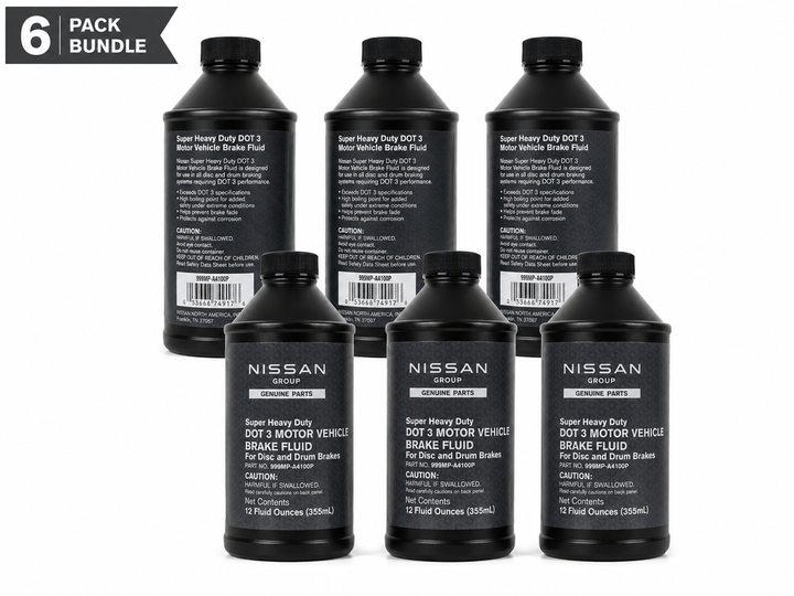 Genuine Nissan OEM Super Heavy Duty DOT 3 Brake Fluid – 12 oz Bottles – 6 Pack Bundle – 999MP-A4100P